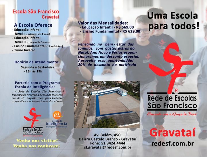 Escola São Francisco Gravataí oferece 20% de desconto na matrícula ...